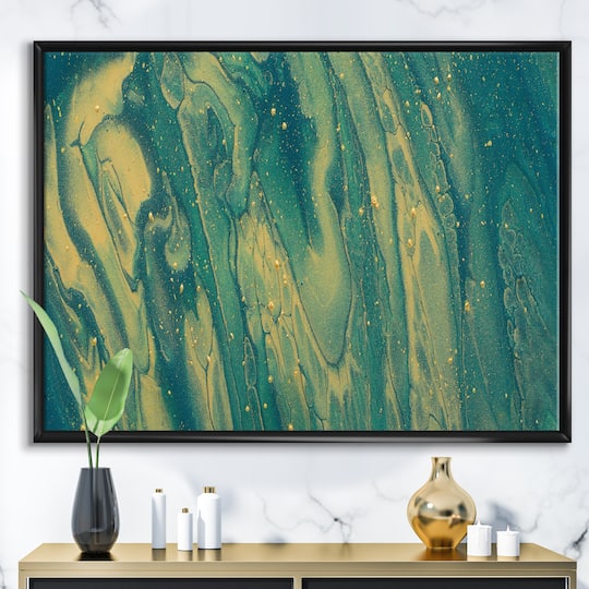 Designart - Emerald Green and Gold Marble
